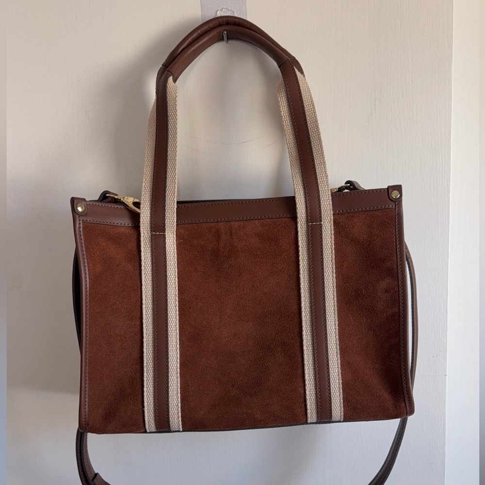NWOT Divina Firenze Italy Crossbody Tote Brown Suede